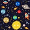 Seamless pattern cute solar system