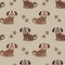 Seamless pattern, cute spotted dogs and paw prints on beige background. Children\\\'s textiles, bedroom decor for kids