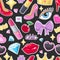 Seamless pattern with cute stickers illustrations