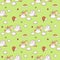 Seamless pattern with cute storks carrying the baby.