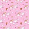 Seamless pattern with cute storks carrying the baby.