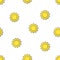 Seamless pattern with cute suns with triangular rays