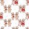 Seamless pattern with cute teddy bears on white background with hearts. Vector illustration. Romantic endless background