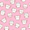 Seamless pattern with cute teeth on pink background - for kid dental design