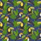 Seamless pattern with cute toucans from the jungle