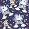 Seamless pattern with cute unicorns.