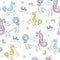 Seamless pattern with cute unicorns.