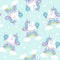 Seamless pattern with cute unicorns.