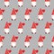 Seamless pattern with cute Valentine gnome holding heart balloon. Cartoon style