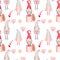Seamless pattern of cute Valentine gnomes
