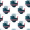 Seamless pattern with cute vintage cruise ship