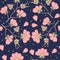 Seamless pattern with cute vintage meadow flowers