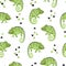 Seamless pattern with cute watercolor chameleons. Green lizards