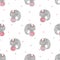 Seamless pattern with cute watercolor circus elephants.