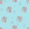 Seamless pattern with cute watercolor circus elephants.
