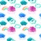 Seamless pattern with cute watercolor clouds