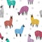 Seamless pattern with cute watercolor colorful llama.