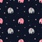 Seamless pattern with cute watercolor elephants