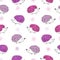 Seamless pattern with cute watercolor hedgehogs.