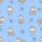 Seamless pattern with cute watercolor sheep on blue.