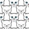 Seamless pattern with cute white cats