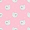 Seamless pattern with cute white pomeranian puppy on pink