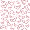 Seamless pattern with cute winged hearts. Valentine`s Day backgr