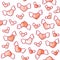 Seamless pattern with cute winged hearts. Valentine`s Day background. Vector template.