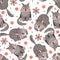 Seamless pattern with cute wolfs on white