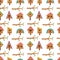 Seamless pattern with cute wooden birdhouses. Spring repeat pattern