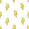 Seamless pattern with cute yellow electric lightning bolts