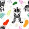 Seamless pattern with cute zebras elements on striped background cartoon for kid wrapping paper, Creative kids style texture