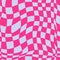 Seamless pattern with cyber distorted shape, checkered pattern. Wave geometry shape in retro trippy 60s, 70s style.