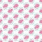 Seamless pattern with daisy garden and rabbits on pink background vector illustration