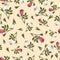 Seamless pattern with damask rose ornamental plant