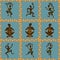 Seamless pattern of dancing African aborigines