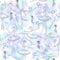 Seamless pattern with dancing ballerinas on a floral background. Vector