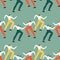 Seamless pattern with dancing office workers.