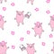 Seamless pattern with dancing pigs