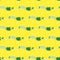 Seamless pattern with dandelions. Background with yellow flowers bloomed heads.