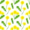 Seamless pattern with dandelions. Hand drawn watercolor illustration. Texture for print, fabric, textile, wallpaper