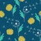 Seamless pattern with dandellions. Botany vector illustration