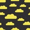 Seamless pattern of dark gray sky and yellow clouds. For printing on fabrics, textiles, bedding, baby wrapping paper, pillows.