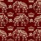 Seamless pattern with decorated elephants