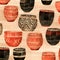 Seamless pattern with decorative ceramic vases. Hand-drawn illustration