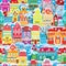 Seamless pattern with decorative colorful houses i