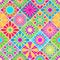 Seamless pattern with decorative colorful tiles. Bright ornamental rhombus