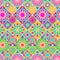 Seamless pattern with decorative colorful tiles. Bright ornamental rhombus