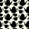 Seamless pattern with decorative cups and teapots