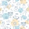 Seamless pattern with decorative elements of Jewish holiday Hanukkah.